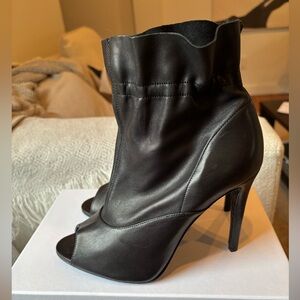 Valentina Rangoni Firenze Black Leather Peep-Toe Ankle Booties